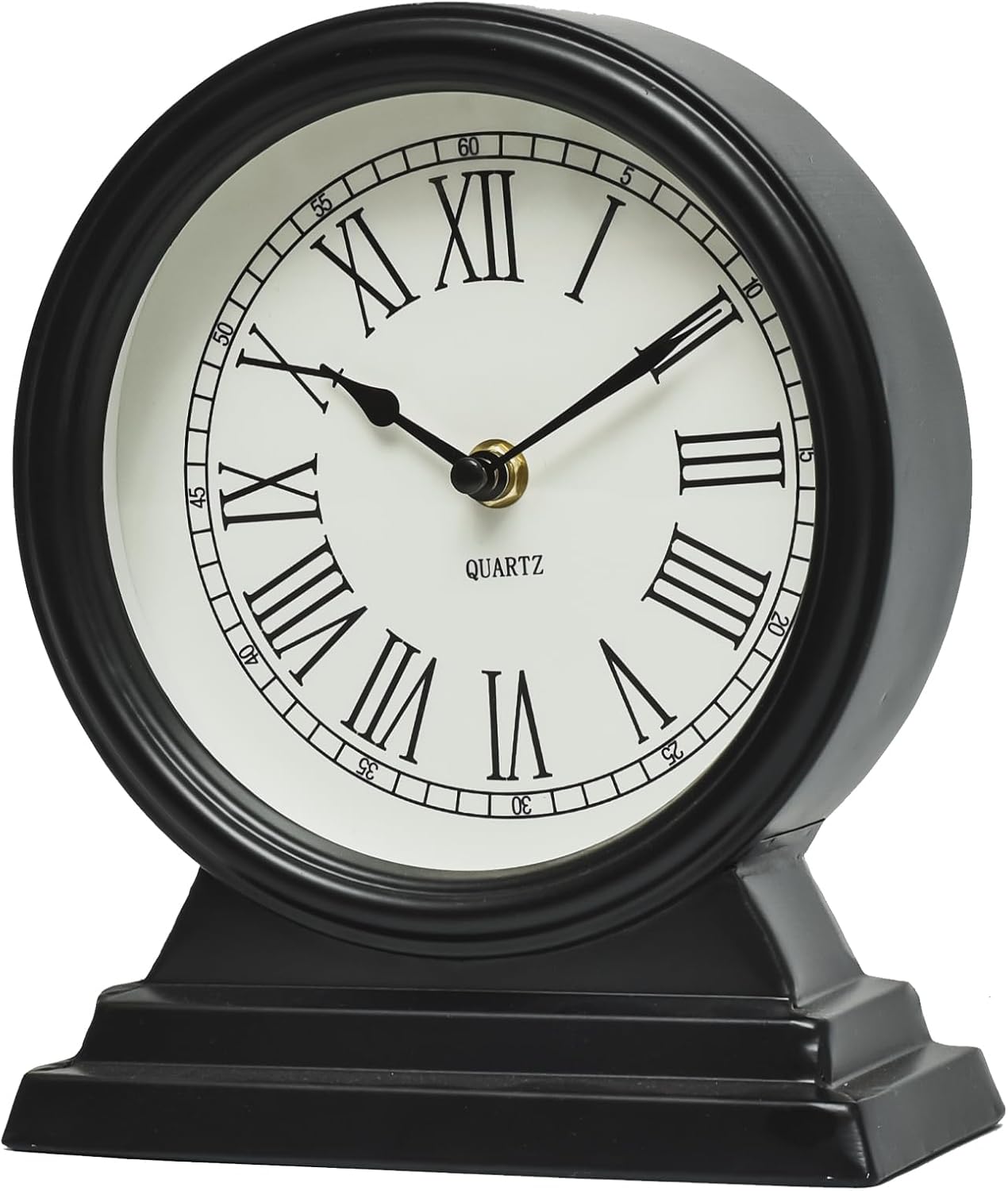 EMAX HOME Black Mantel Clock - Classy Vintage Style Table Clock for Living Room Décor,Silent Non-Ticking Mantel Clocks for Living Room