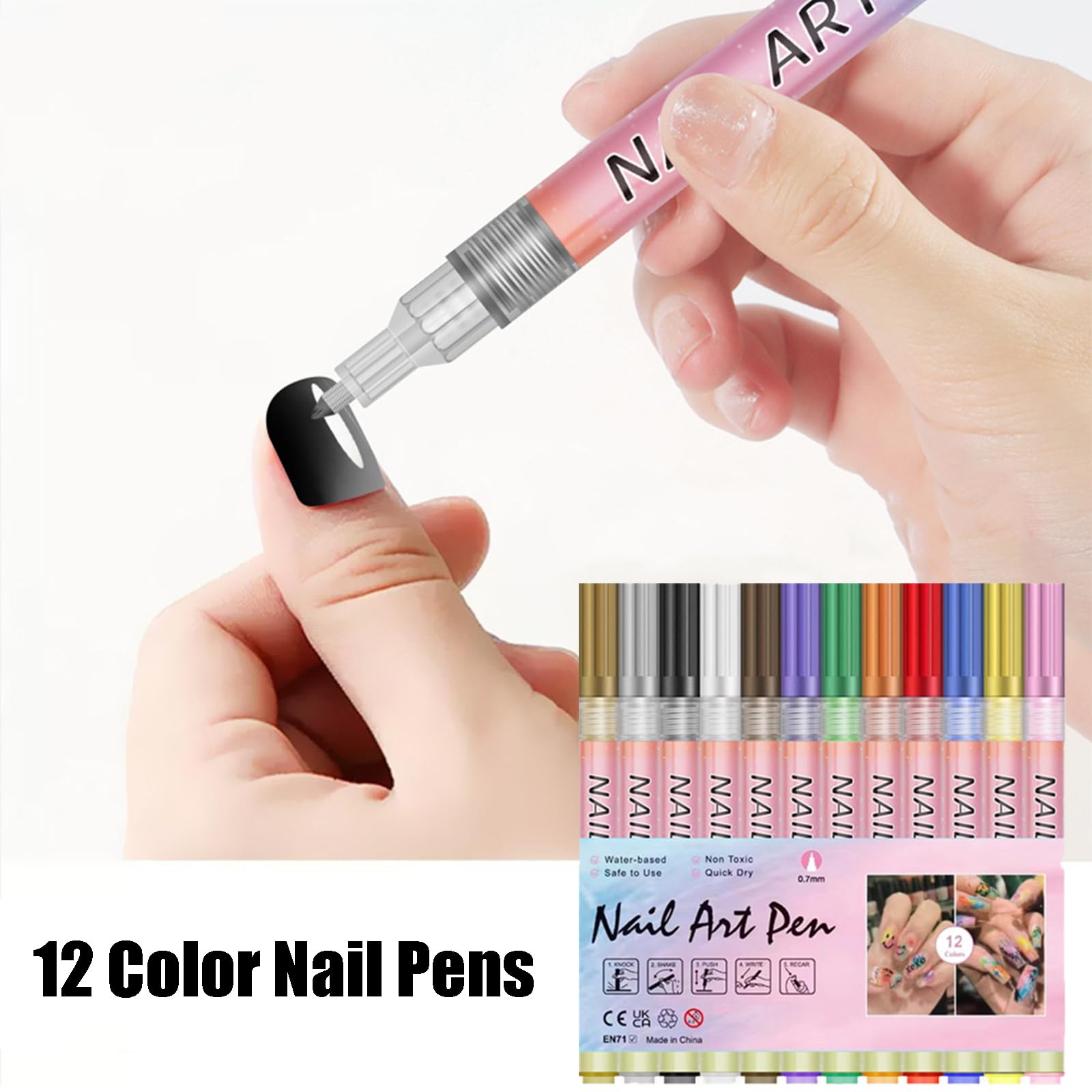 Nail Art Pens,12 Color Nail Polish Pens Set Nail Art Tools Nail Point Graffiti Dotting Pen Nail Drawing Pen Waterproof for DIY Nail Art Beauty Adorn Manicure Tools for Christmas Easter - Image 2