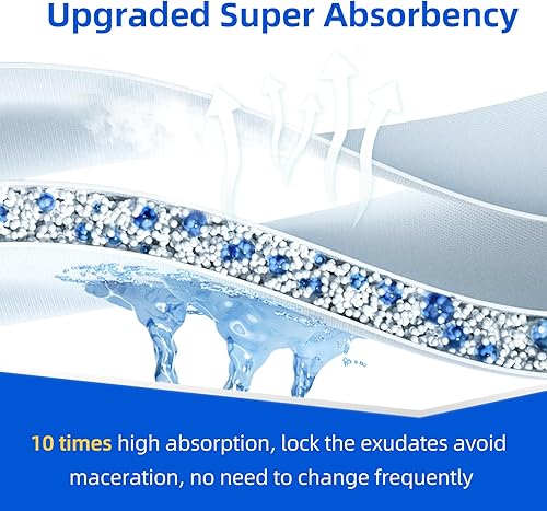 Miniatura 4 de 10 vendajes de espuma de silicona de 6 x 6 pulgadas, vendajes grandes para heridas, vendajes de silicona impermeables para úlceras de decúbito,