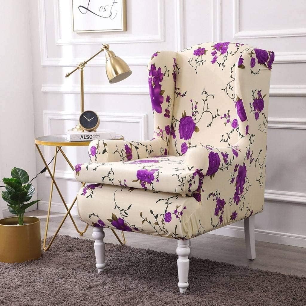 Konsilsa Wingback Chair Slipcover, 2 Pieces Stretch Spandex Wingback Chair Covers Sofa Protector Wingback Armchair Slipcovers Furniture Protector Wing Chair Covers (Color : G, Size : 2Piece)