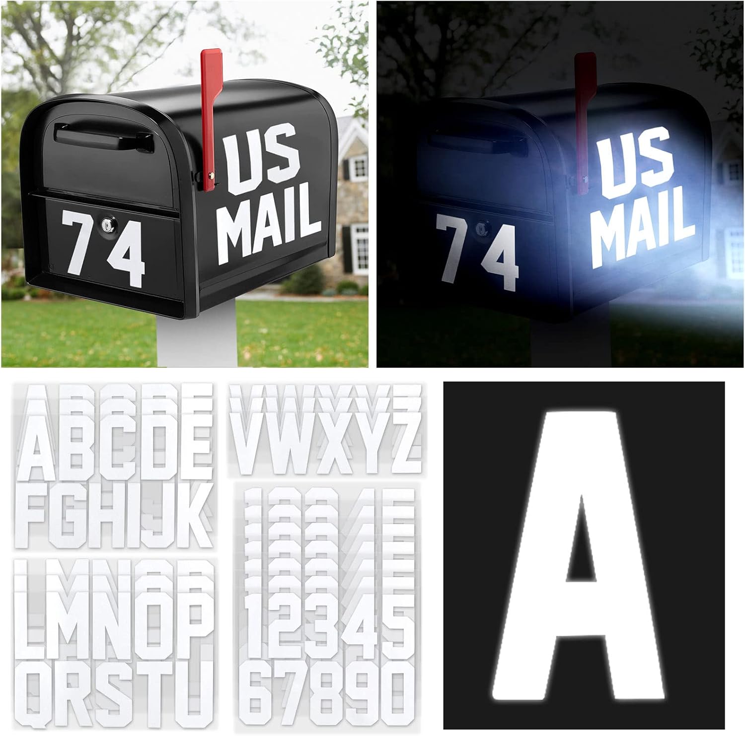 Seloom 148 PCS Reflective Mailbox Numbers and Letters Stickers Decals,4