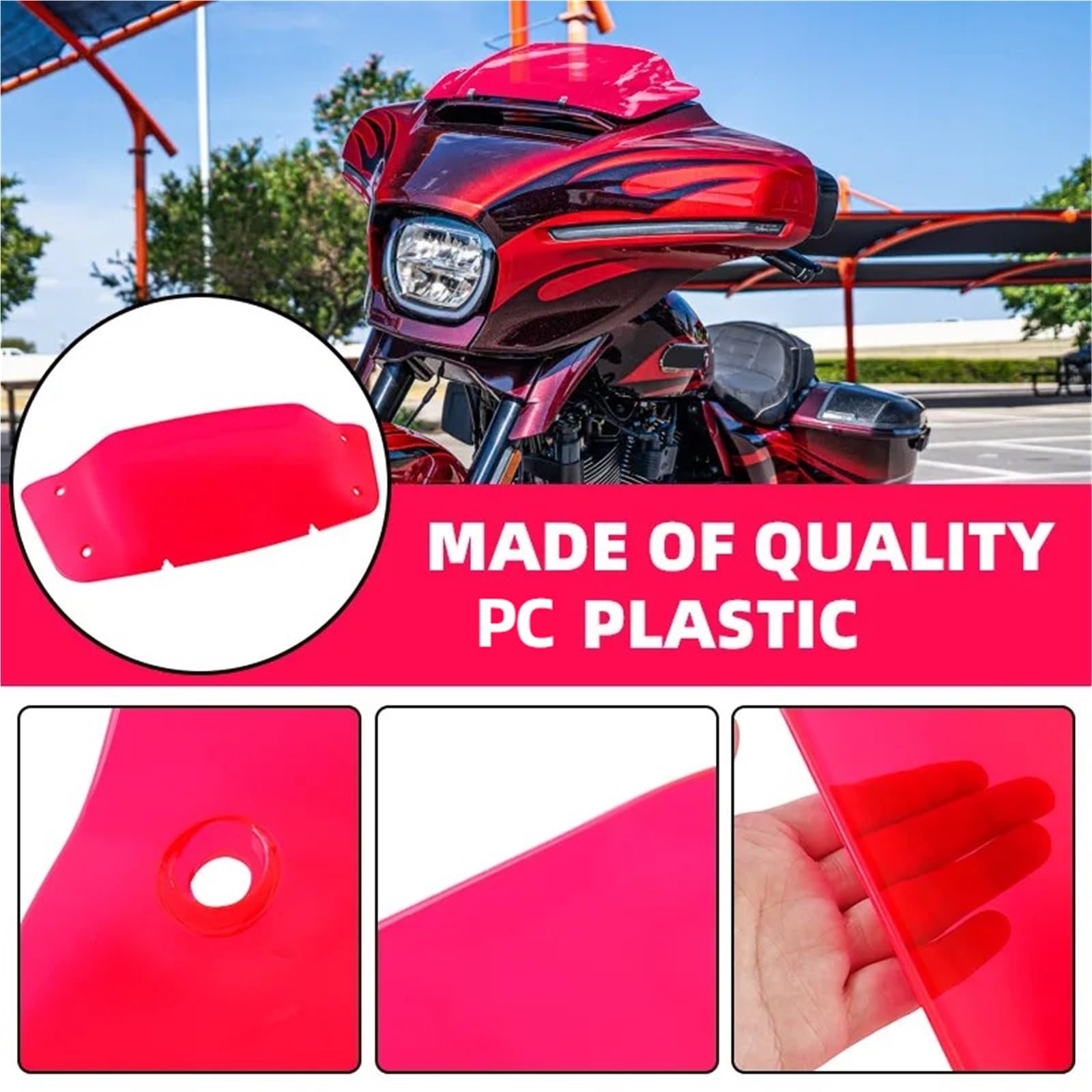 5 "Moto Parabrezza Rosso Carenatura Superiore Per Harley Touring CVO Street Glide FLHX FLHXSE 2023 2024