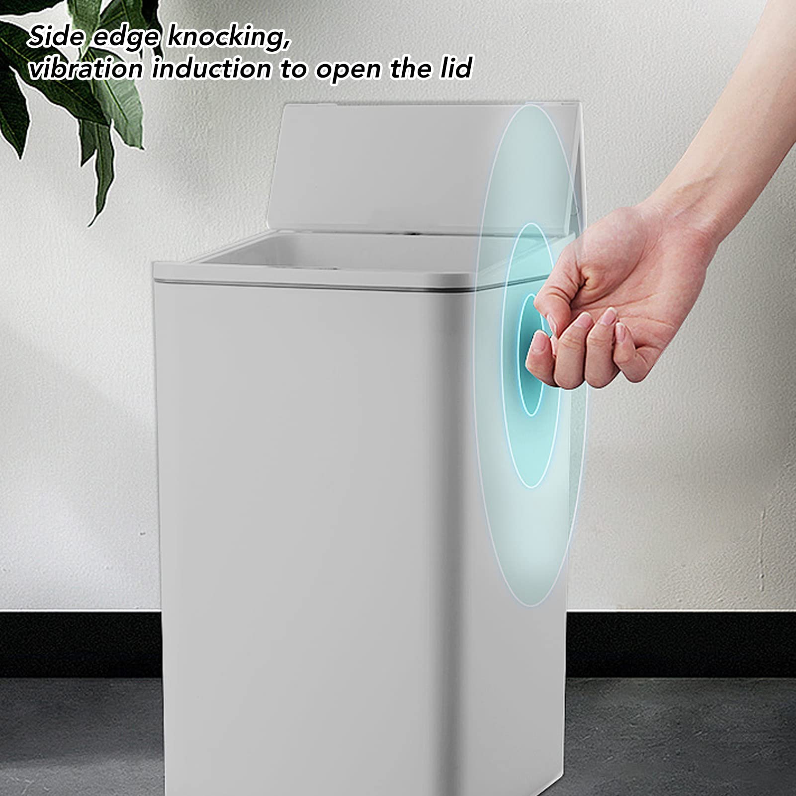 Focket Mini Cubo de Basura con Tapa, 9L USB Sensor Inteligente de Carga Cubo de Basura Automático, Cubo de Basura sin Tacto para Oficina, Dormitorio, Café, Baño, Salón, Coche (Blanco)