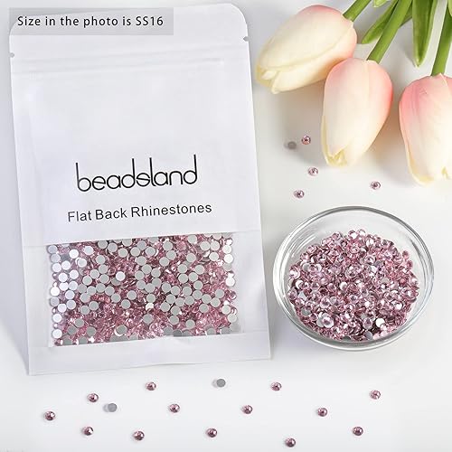 Vista 484 de Beadsland Diamantes de imitación de cristal con parte trasera plana, gemas redondas para arte de uñas y manualidades, pegamento fijo, violeta