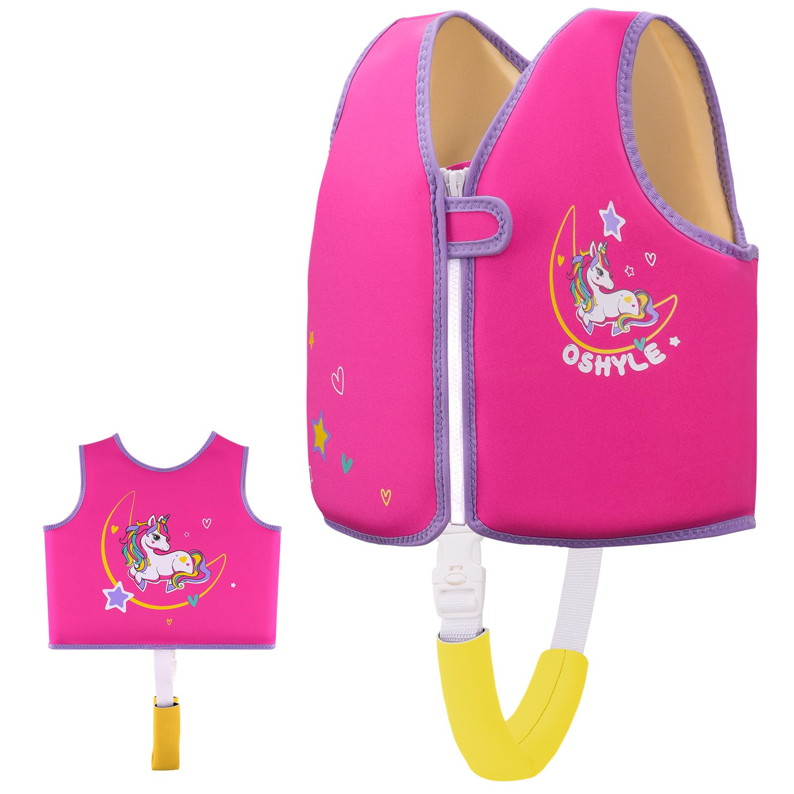 OSHYLE Swim Vest for Kids Toddler Floaties Vest with Safety Strap Buoyancy Aid (M-Unicorn, S(1-3)) โ image 1
