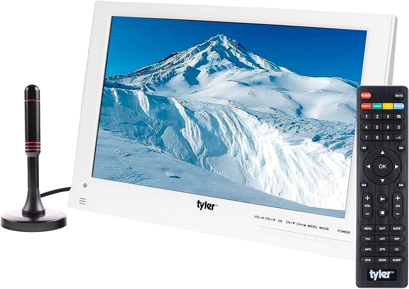 13.3” Portable TV LCD Monitor 1080P Rechargeable Lithium Battery Operated, 3 Antenna, HDMI, SD, USB, RCA, FM Radio, Digital Tuner, AV Inputs, AC/DC, TV Stand & Remote Control For Kids Car Travel