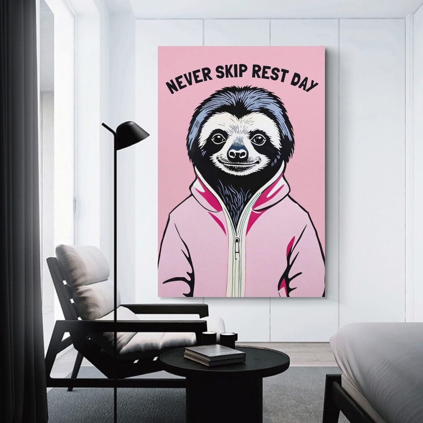 Junmoney Sloth Rest Day Decorative Canvas Print, 20x30inch(50x75cm), for Study, Office Or Focused Interiors, Canvas Wall Decor for Creative Rooms