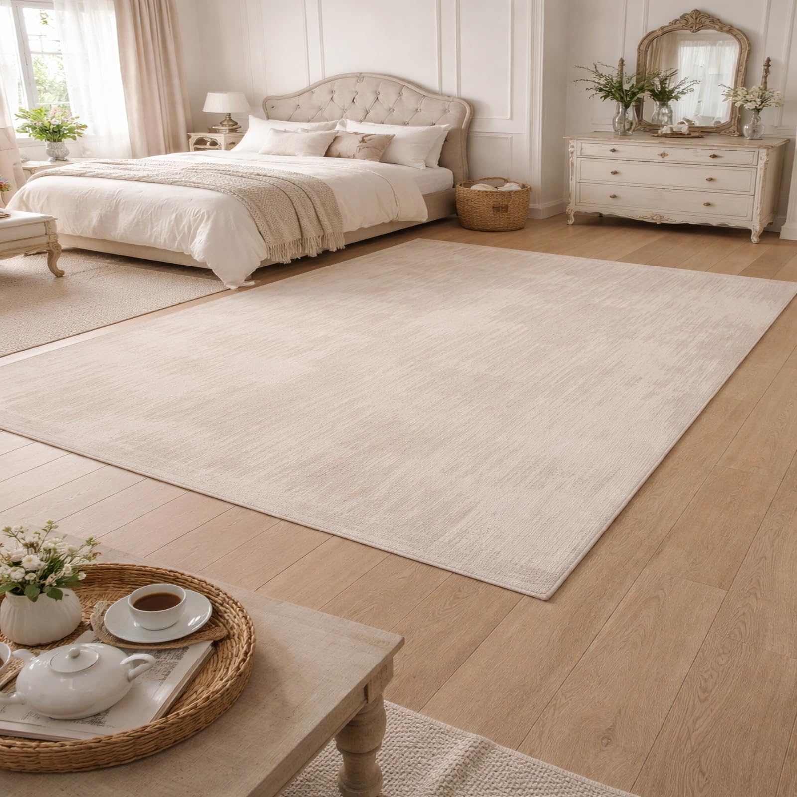 Teppiche Wohndeko für Wohnzimmer Schlafzimmer Aesthetic Room Decor,Modernes Beige, Grau, 155 x 200 cm