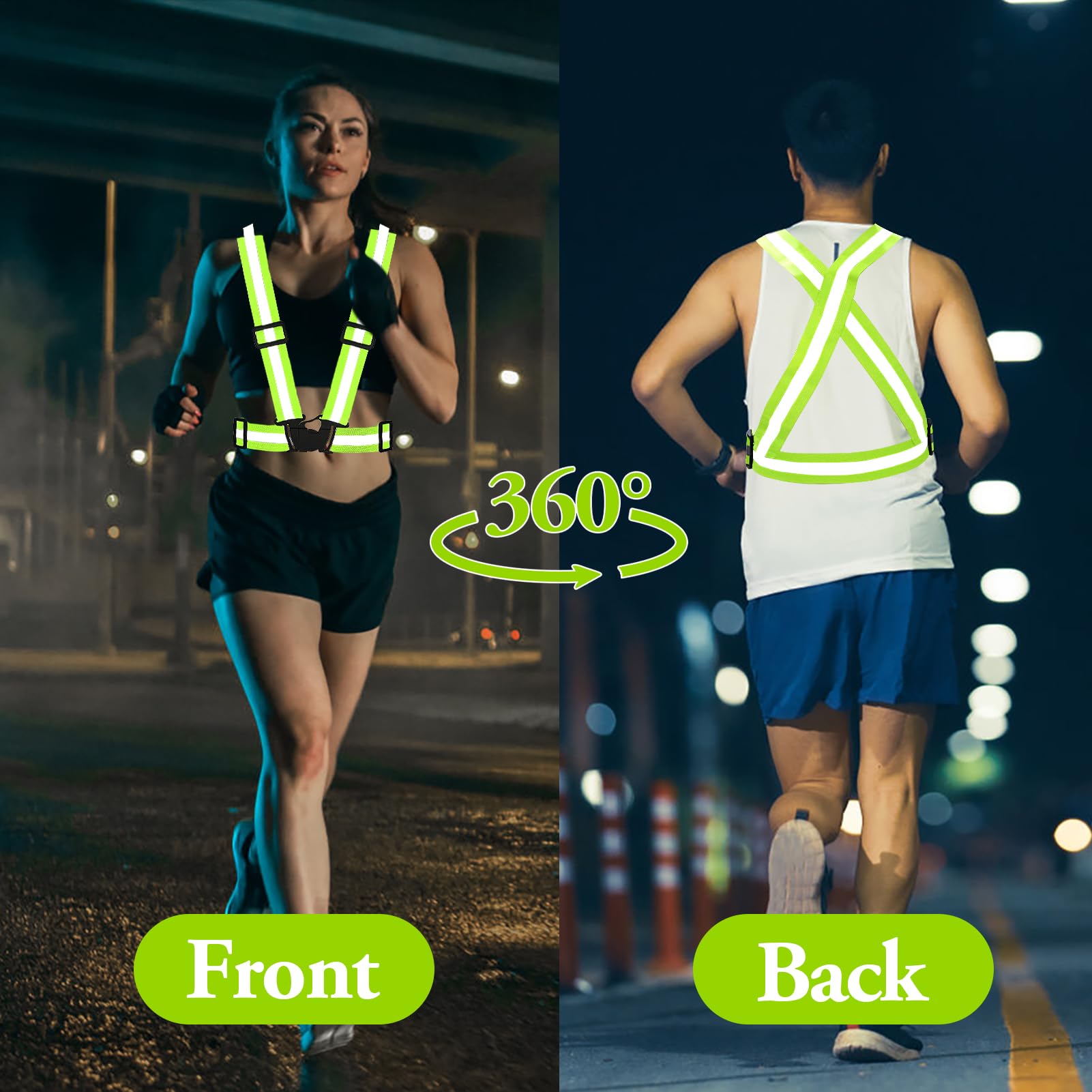 Giubbotto catarifrangente, ad alta visibilità, regolabile, cintura di sicurezza a strisce per jogging, ciclismo, passeggiate, motociclismo e corsa
