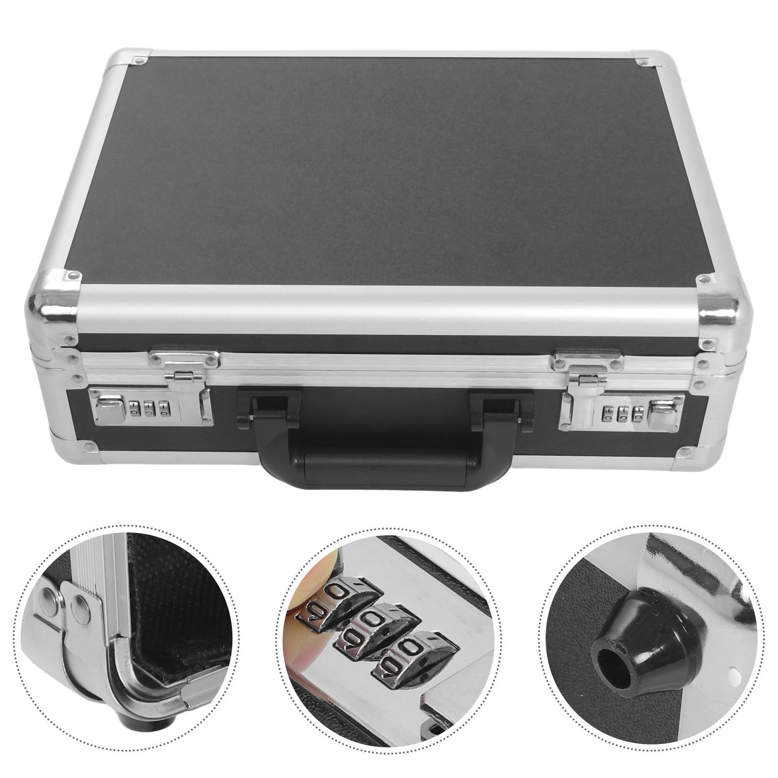 CALLARON Boîte à Outils à Serrure à Code, Mallette en Alliage D'aluminium Noir, Compartiments Dédiés, Légère et Antichoc, pour Outils et Tournevis, Bureau, Ingénieurs
