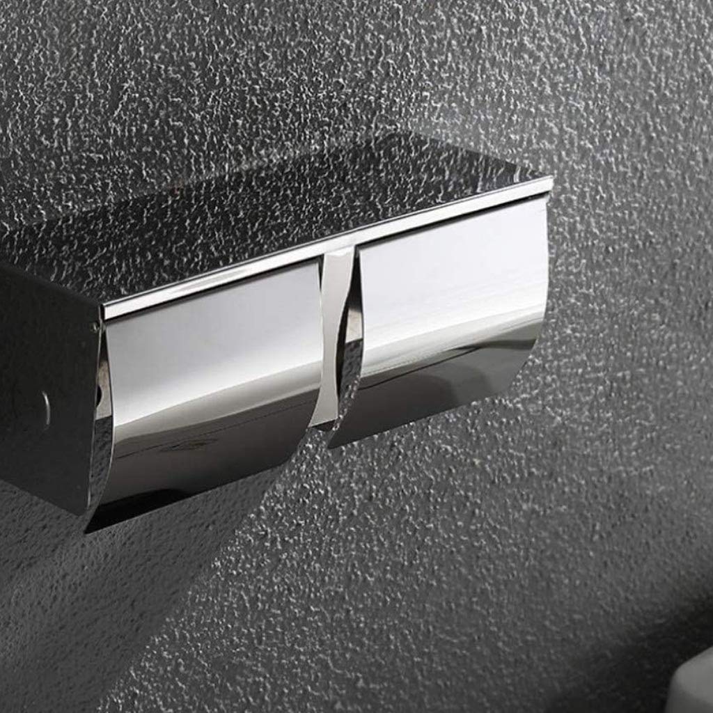 Stały uchwyt na papier toaletowy, Double Toilet Paper Holder Wall Mount Stainless Steel Silver 26.8x10.2x10.2cm