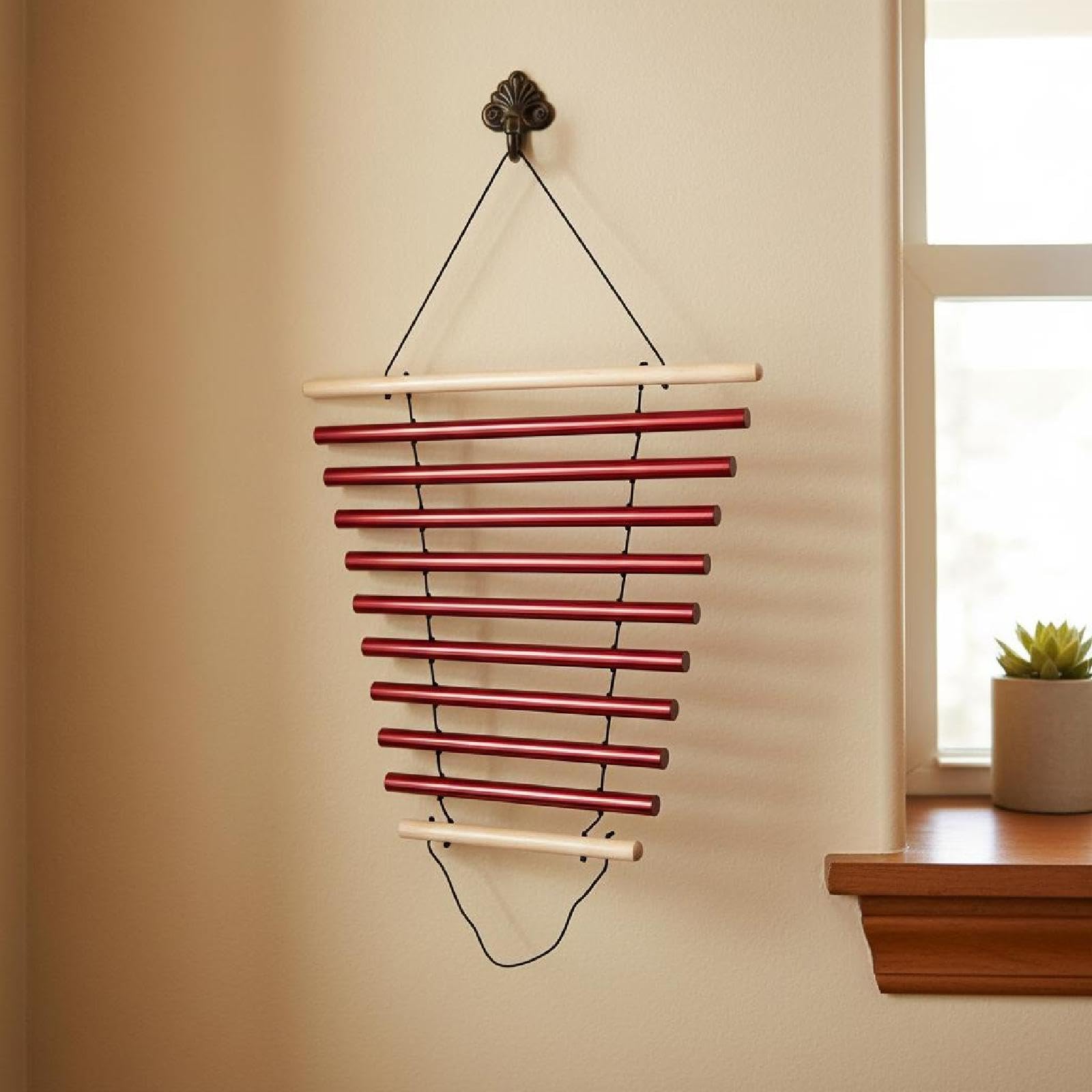 Qianly Windspiel Meditation Handglocke Klangstab Klangrohr Aus Metall mit Entspannendem Klang für Kinderbildung Entspannung Raumdekorati, Rot