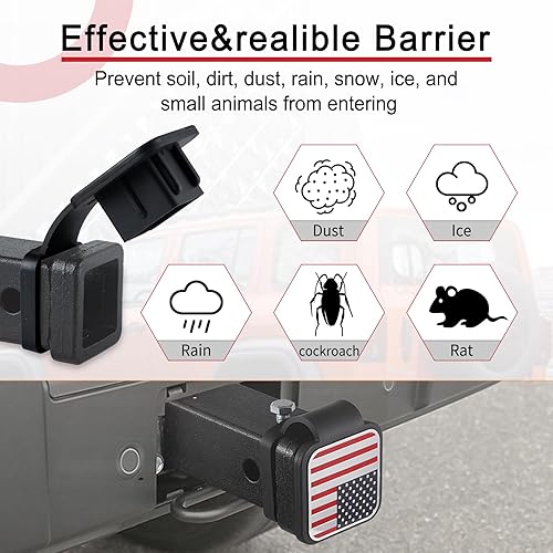 Miniatura 4 de SINGARO Cubiertas universales de enganche de remolque de bandera de 2 pulgadas, inserto de enchufe de tubo de cubierta de enganche de remolque,