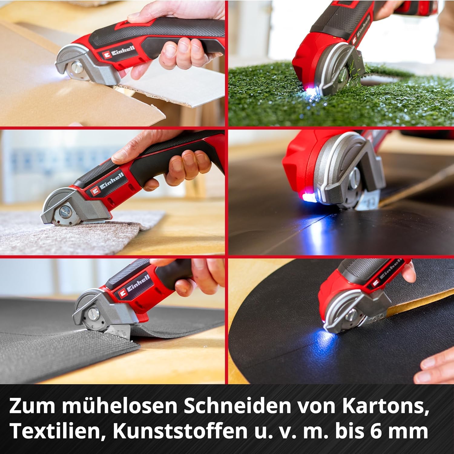 Einhell Akku-Universalschneider TE-UC 18/6 Li - Solo Power X-Change (18 V, Universalschere für Materialien bis 6 mm, LED-Licht, Schnittlinienanzeiger, ohne Akku)