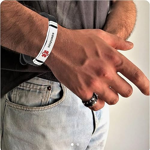 Miniatura 8 de TGLS Pulsera de identificación de alerta médica roja para mujeres y hombres de emergencia de primeros auxilios de alerta sanitaria grabada con láser