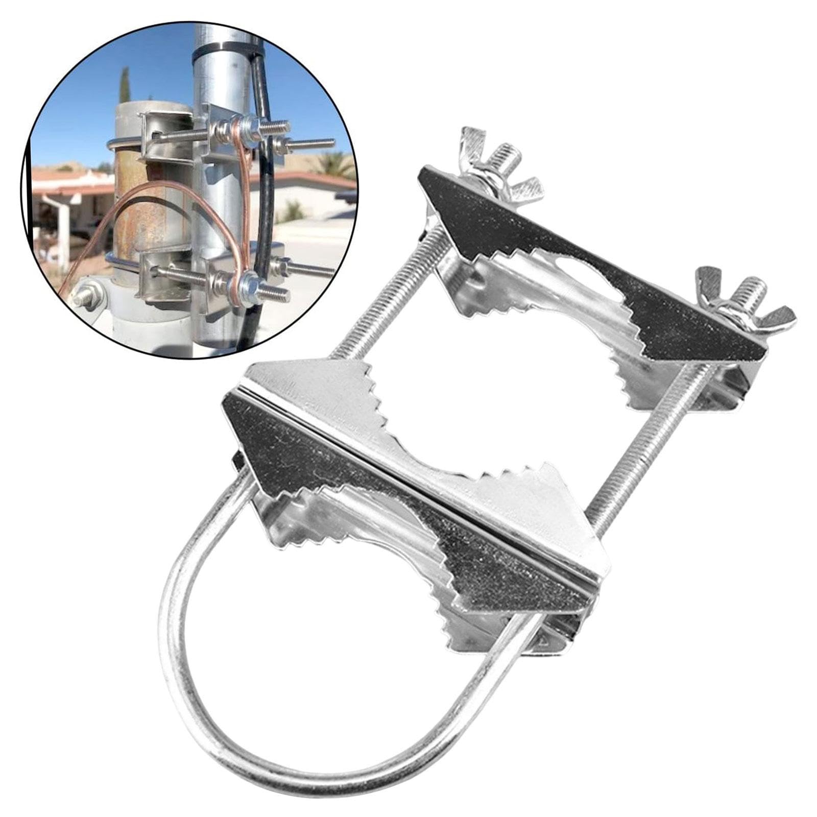 Antenna Mast Clamp U Bolt Pipe Mount V Jaw Block Bracket Holder for Outdoor Umbrella Satellite Dish Mounting Hardware