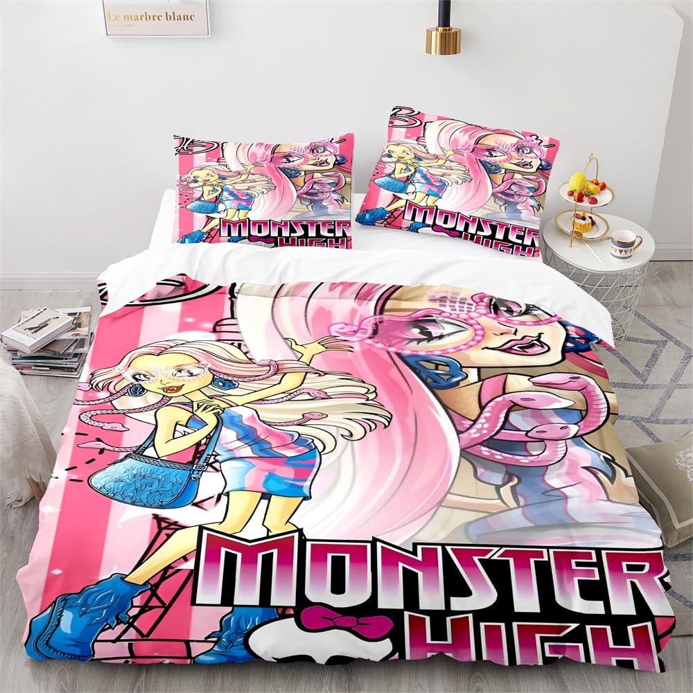 ZIKGER Bettwäsche-Set Monster-Highschool, Bettbezug 90X200 cm + 1 Kissenbezug 50x75 cm, 100% Mikrofaser, bettwäsche 90X200 Jugendliche Küche, Haushalt & Wohnen