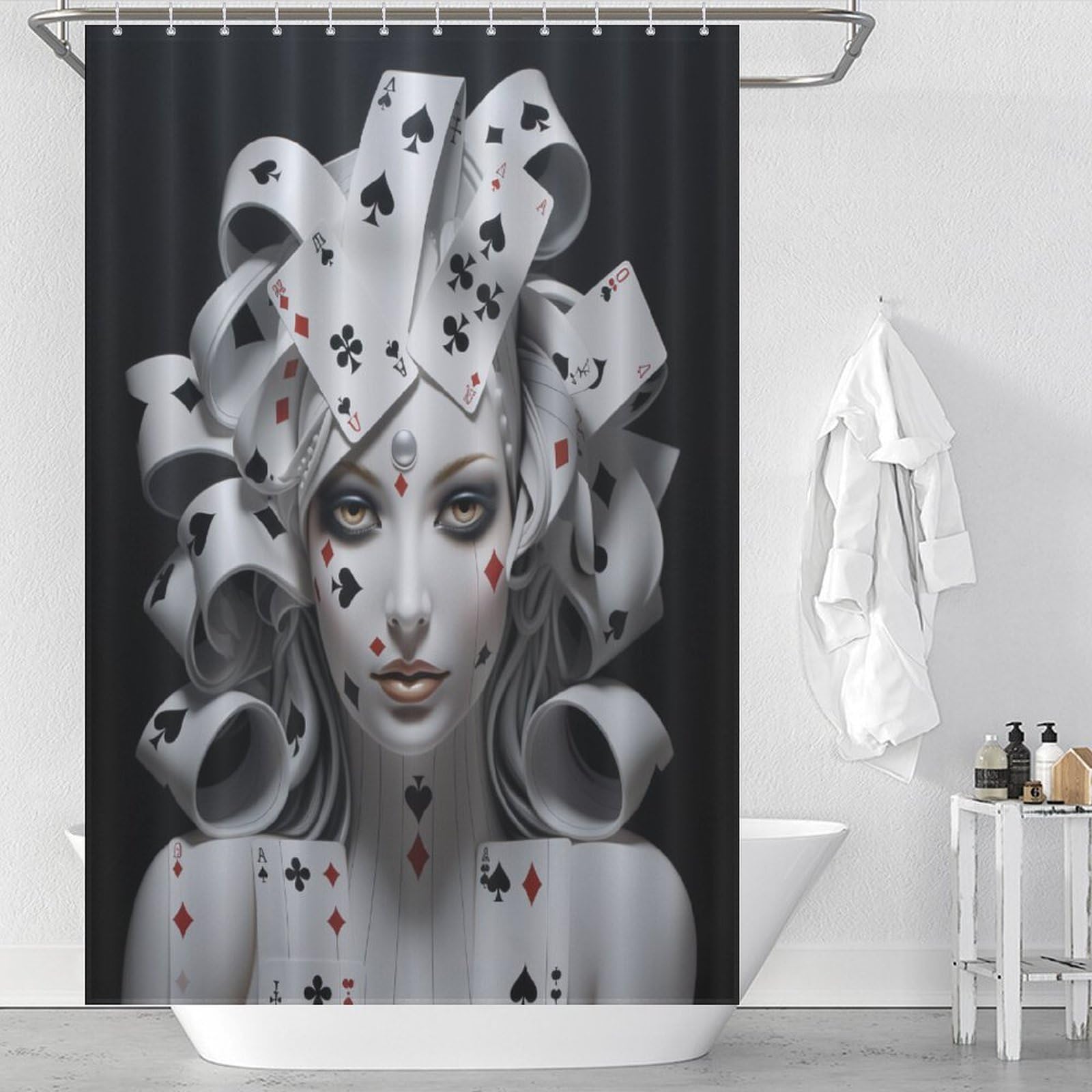 Rideau de douche imperméable 122x183 cm en polyester lavable pour baignoire d'angle