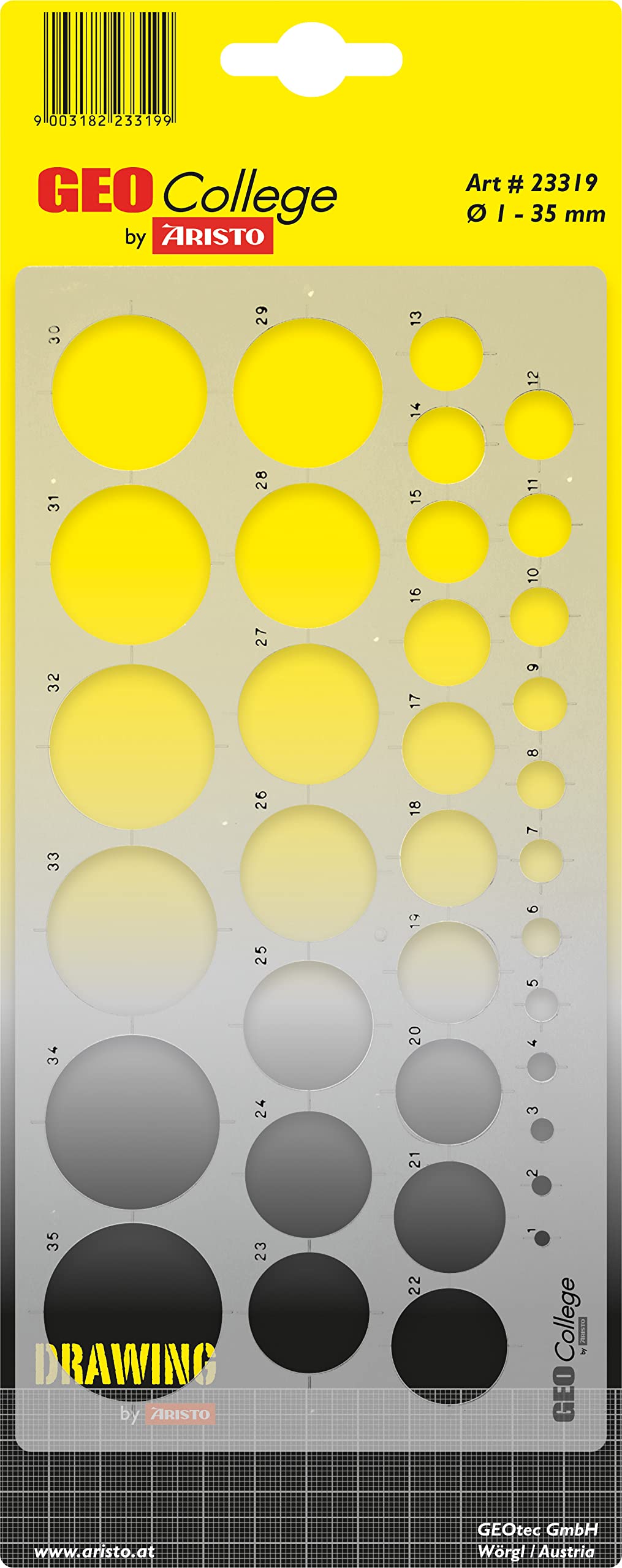 Aristo AH5033 Circle Template 1-36 Mm (45 Circles, Diameter 1 To - View #3