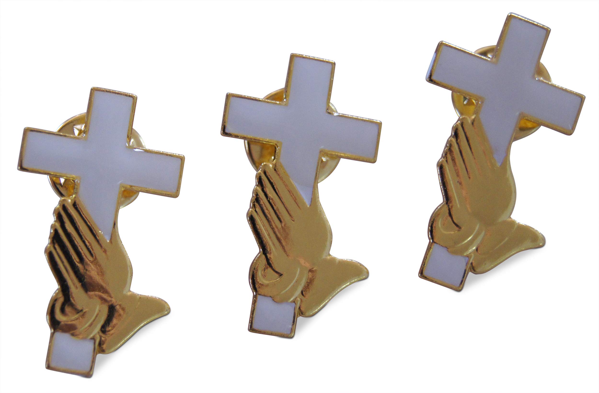 Novel MerkPraying Hands & Cross Religious Lapel Pin or Hat Pin & Tie Tack Set with Clutch Back 3-Piece