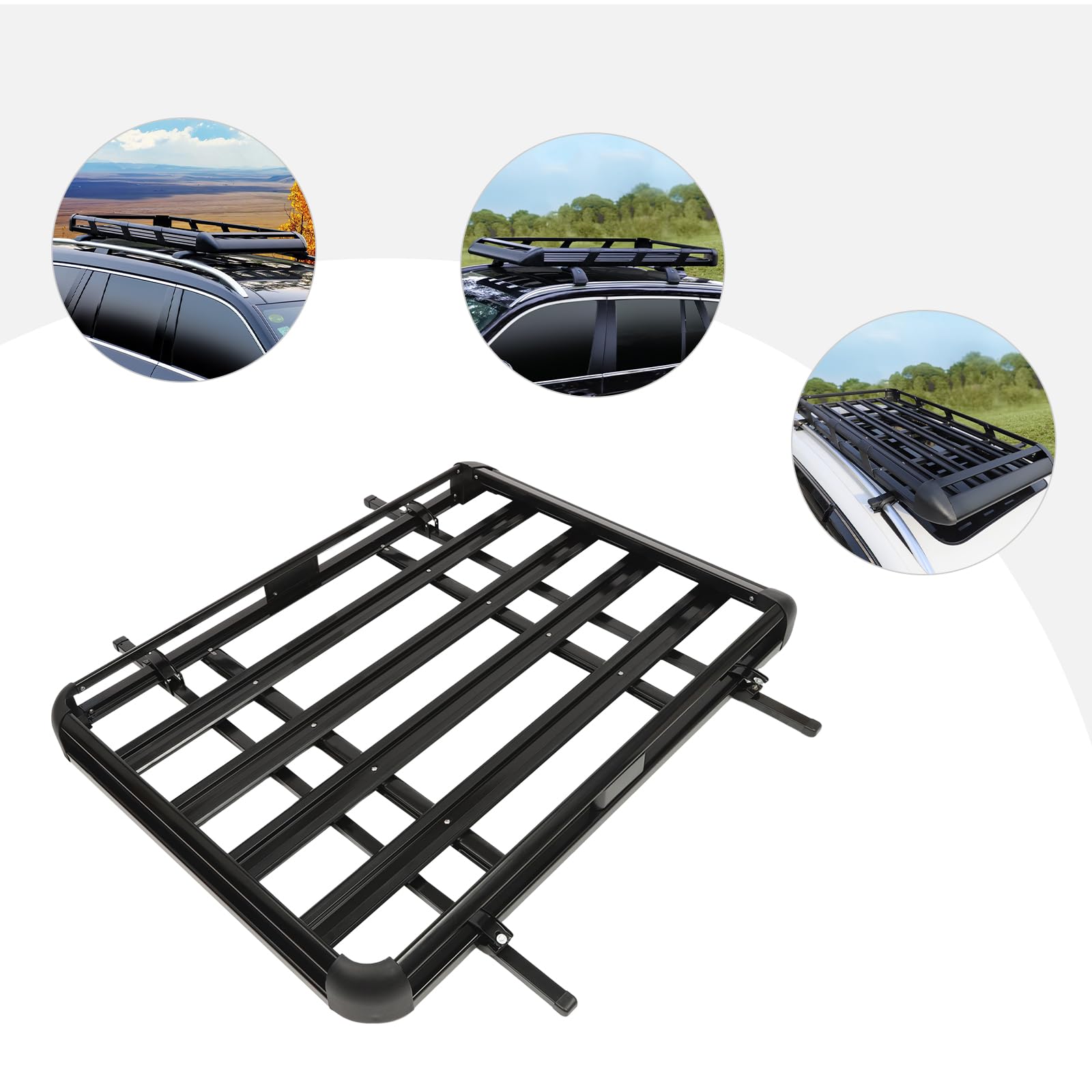 140cm Dachgepäckträger Auto,Universal Aluminium Dachträger für SUV Dachkorb Alu bis 150kg, Schwarz