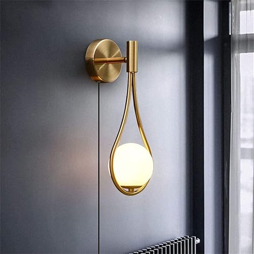 Miniatura 8 de Apliques de pared de cristal dorado con interruptor de encendidoapagado y enchufe, lámpara de pared con enchufe de ángulo ajustable, aplique de