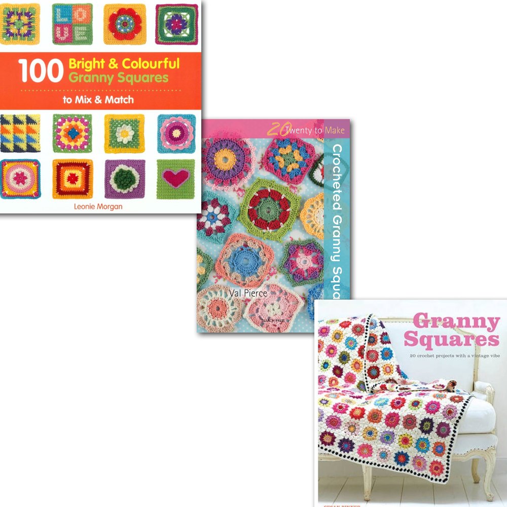 Set Square Books Granny Squares Crochet Books Collection Set Granny Squares 100 Bright ...
