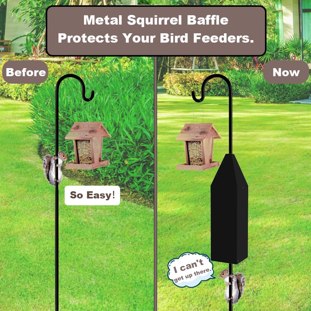 Metal Squirrel Baffle for Bird Feeder Pole. 24" Extra-Long Squirrel Guards,Suitable for 0.4" to 1.56" Pole Or Shepherd Hooks