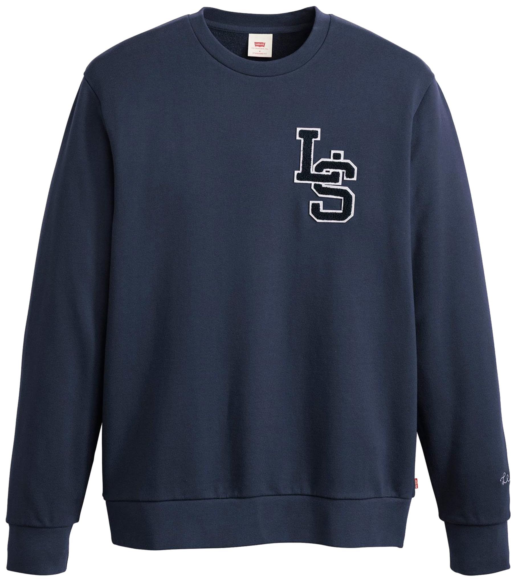 Levi's Men's Standard Graphic Crew Sweatshirt, Ls Letterman Dress Blues, M