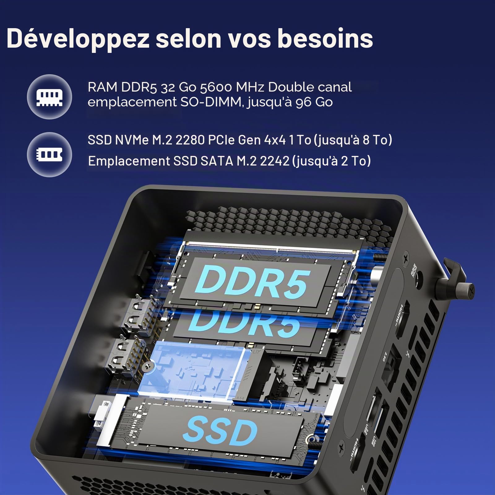 Intel NUC 15 Pro, pour ASUS NUC 15 Pro Mini PC – Core 7 240H, 32GB RAM & 1TB SSD, Win 11 Pro, Wi-FI 7 (Gig+) et BT 5.4 | Ordinateur Pro pour éducation, Bureau, Digital Signage, POS & PME