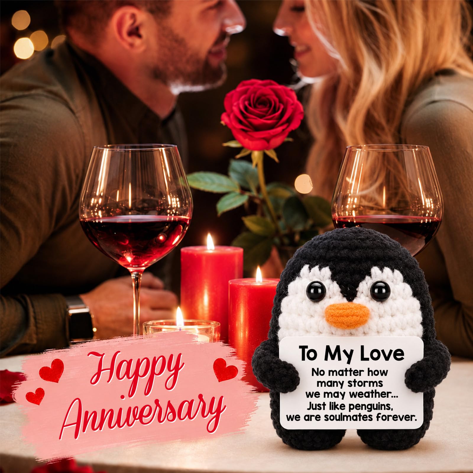 Regalos para él, su novio, novia, To My Love hecho a mano, mini pingüino, aniversario, regalos de cumpleaños para mujeres y hombres, románticos regalos de San Valentín I Love You para esposa, marido 4