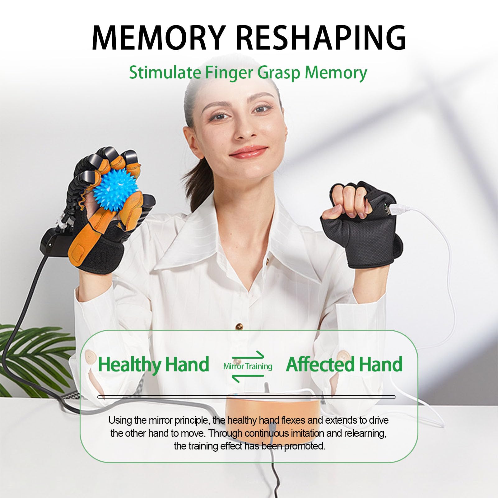 Guantes De Robot De RehabilitacióN De Autoentrenamiento Dispositivo De Terapia De Mano Izquierda Derecha Para Pacientes Con ParáLisis Por DisfuncióN Para Pacientes(Size:Mano derecha XL,Color:A)