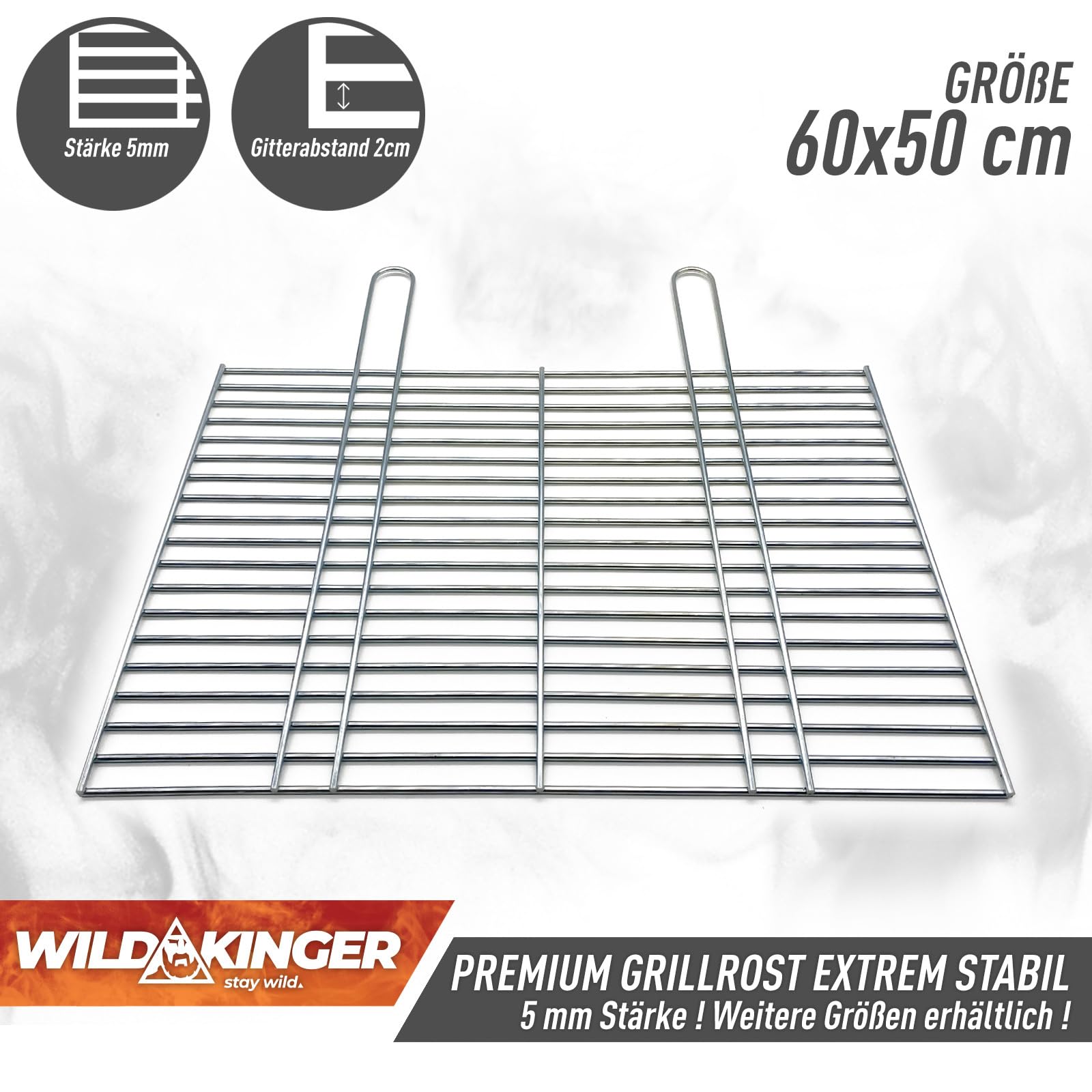 Wildkinger Grille de barbecue 60 x 60 cm stable Diamètre 5