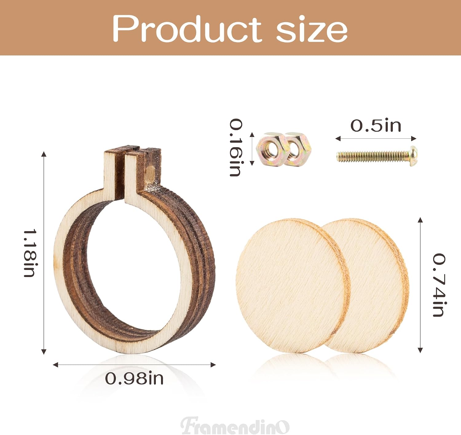 Framendino, 40 Pack Mini Embroidery Hoops Small Ring Tiny Round Wood Cross Stitch for Frame Crafts Jewelry