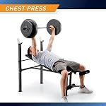 Marcy Standard Weight Bench with 80lbs to 100 lbs Vinyl-Coated Weight Set for Strength Training, Weight Lifting for Personal Home Gym