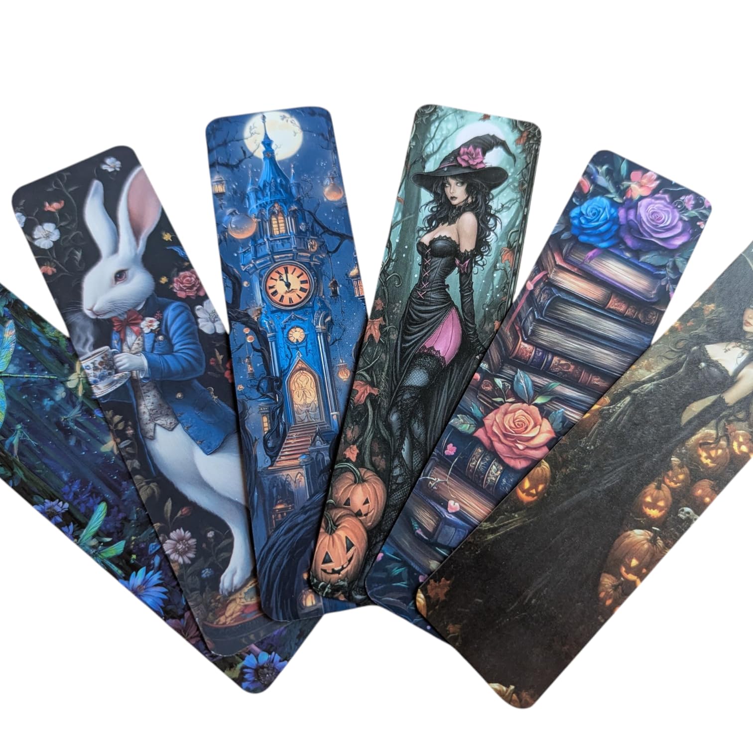 Gothic Vampire Bookmark Set – Double Sided Dark Fantasy Bookmarks with Vampires, Castles & Victorian Designs – Ideal Gifts for Gothic, Fantasy & Dark Academia Lovers (6pc Halloween Set 15)