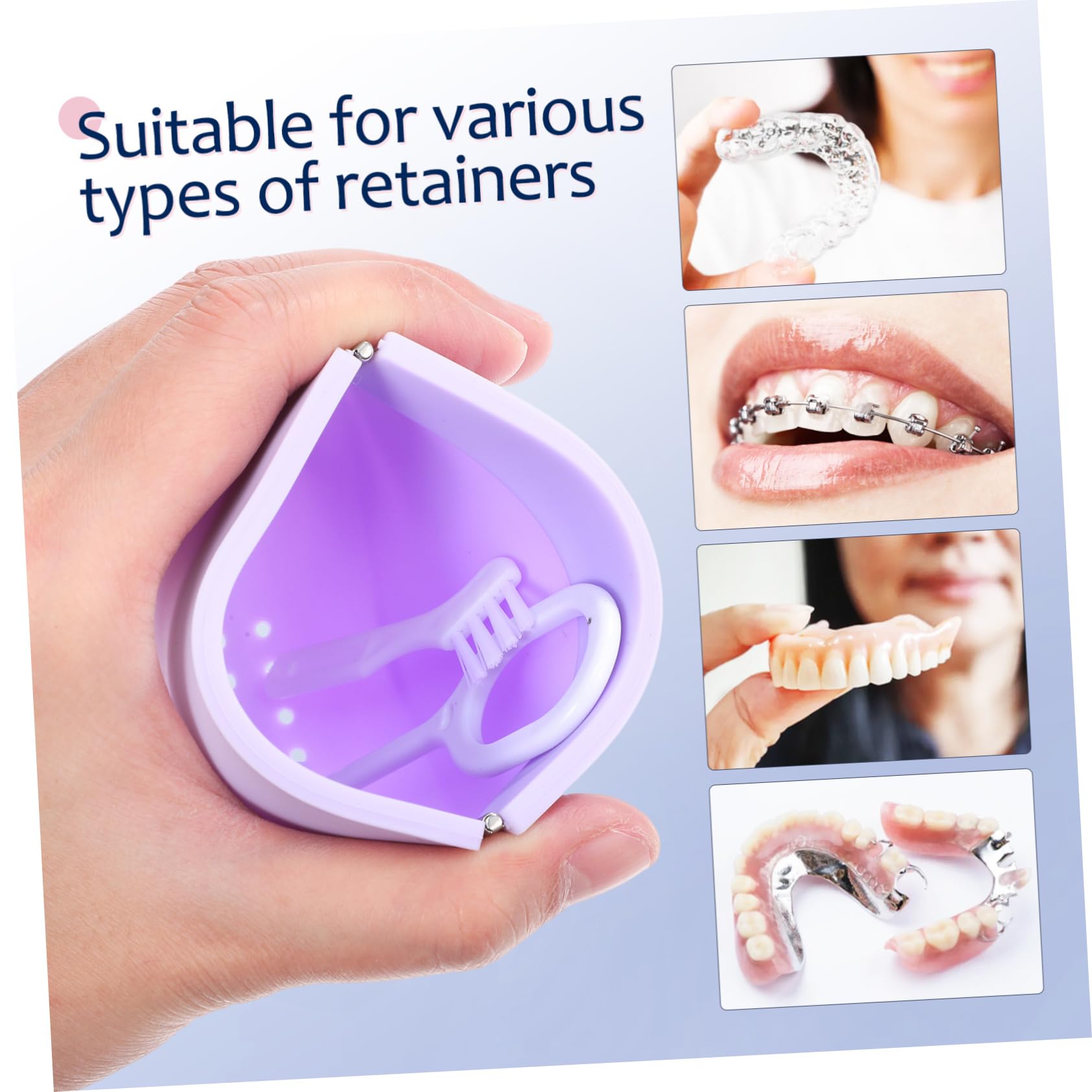 Custodia per Apparecchio Ortodontico in Silicone, 4 Pezzi | Contenitore Slim Rosa, Leggero e Facile da Trasportare, per Pulizia e Conservazione