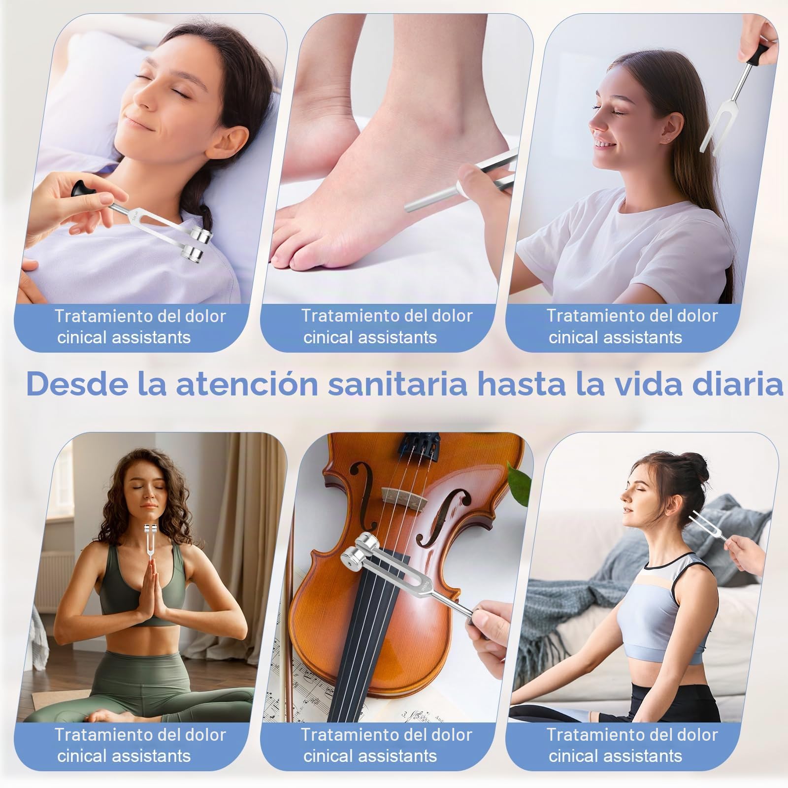 Diapasón, Diapasones Terapéuticos de Aleación de Aluminio(128Hz/256Hz/512Hz/1024Hz) Diapason Musical con Martillo de Silicona y Herramienta de Reparación para Sonido Curación ADN RelajacióN