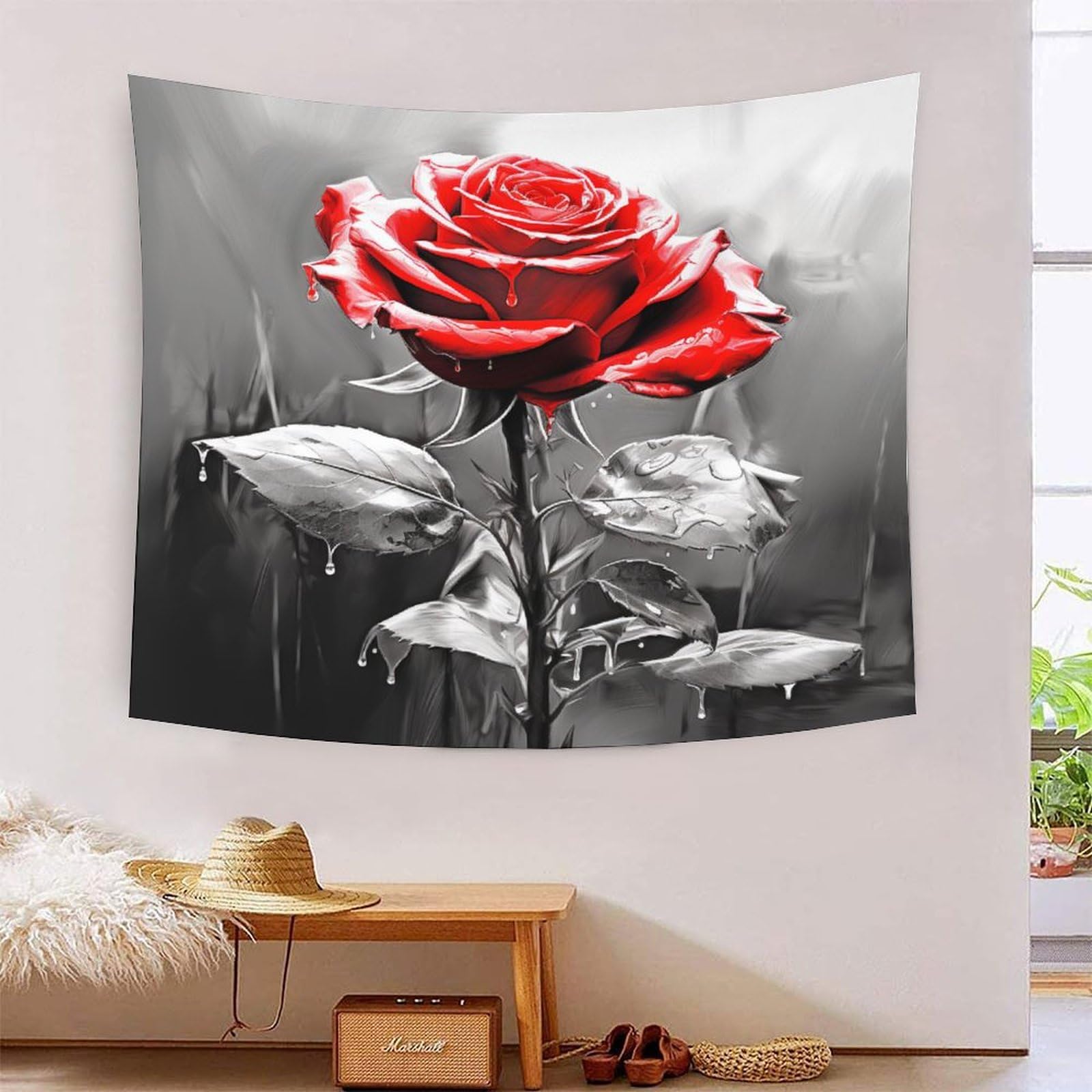 Tapiz de pared para dormitorio tapices estéticos con estampado de rosa de 150cmx200cm 7