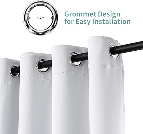 Miniatura 3 de Pickluc Cortinas opacas blancas grisáceas con ojales de 84 pulgadas de largo, 2 paneles de cortinas de ventana con bloqueo de luz para sala de