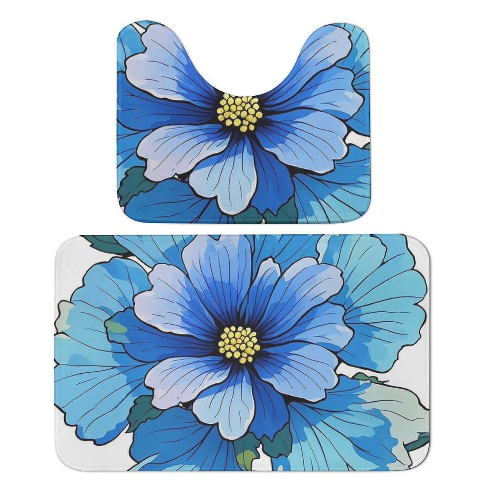 Tapis de salle de bain antidérapant absorbant lavable bleu