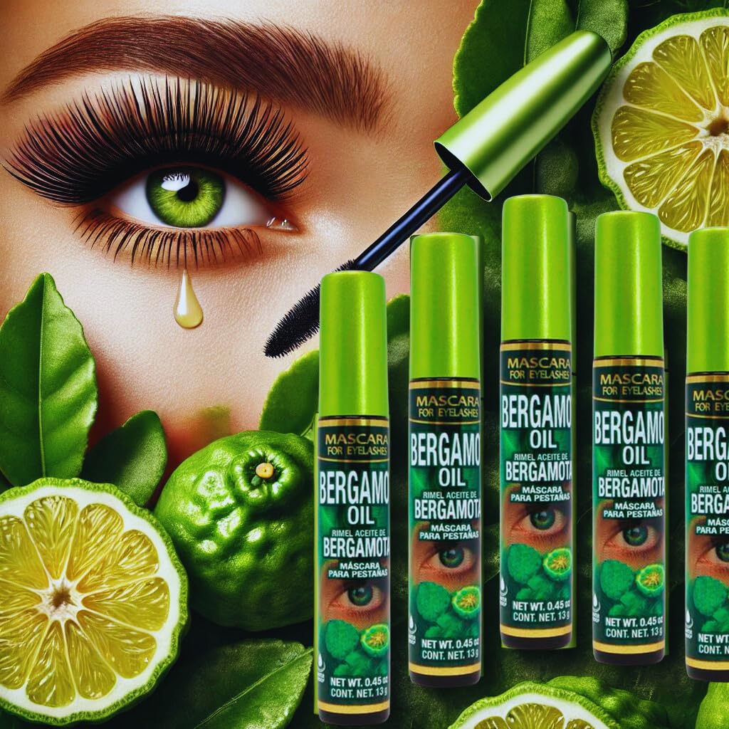 Aceite de Bergamota Rímel 13g (Bergamot Oil Mascara) - Nourishing and Premium Quality (5 Pack) Pestanas fuertes & bellas!