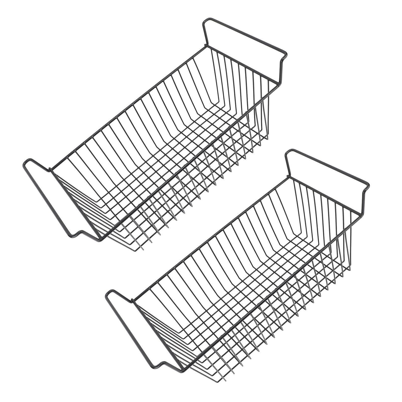 Cocoarm Contenedores Organizadores para Congelador Horizontal, Cesta de Alambre de Acero para Congelador, Juego de 2 Contenedores Apilables de Almacenamiento Negros para Congeladores,