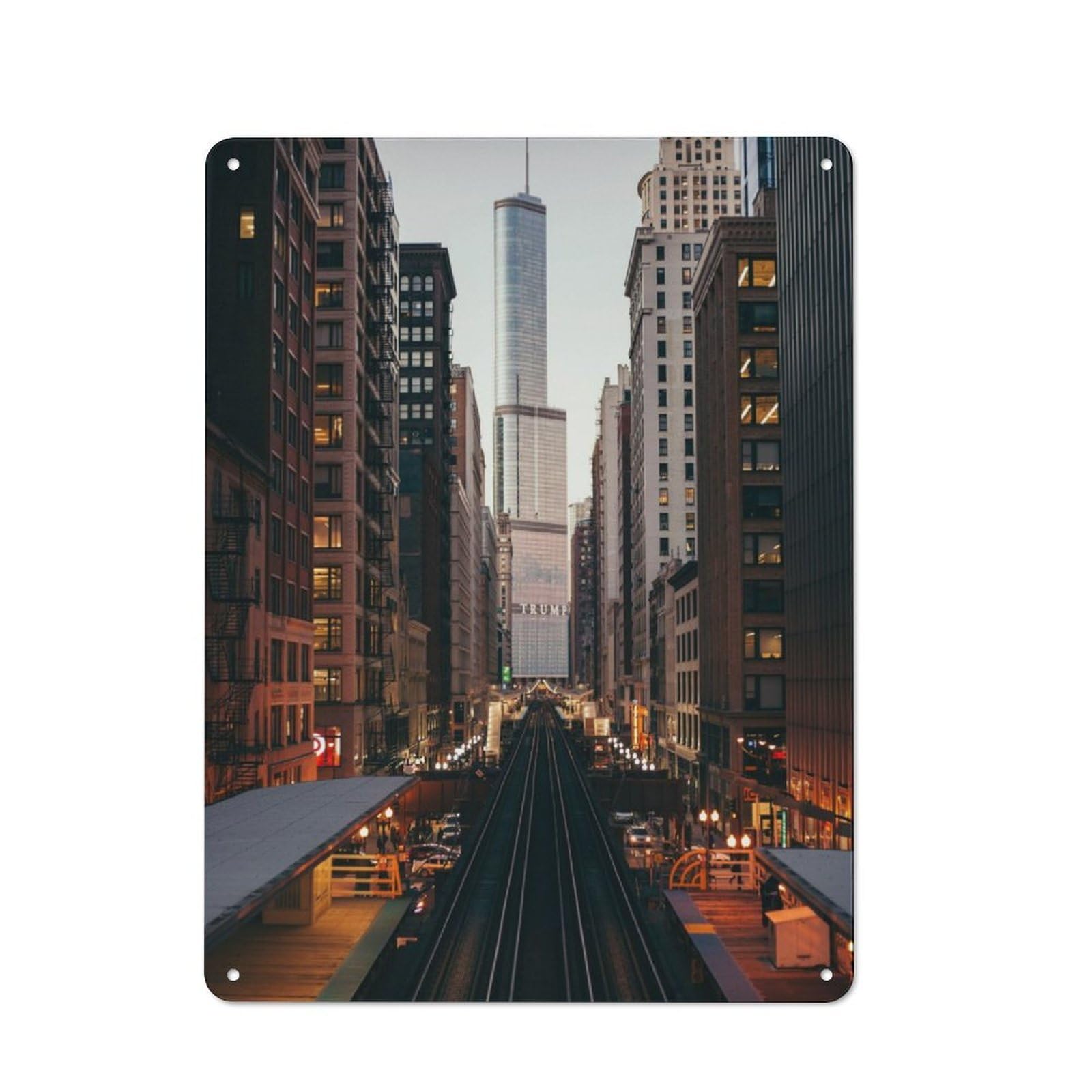 Junmoney Chicago Retro Tin Sign 40X30cm For Workshop Wall, For Collectors Of Retro Metal Wall Decor