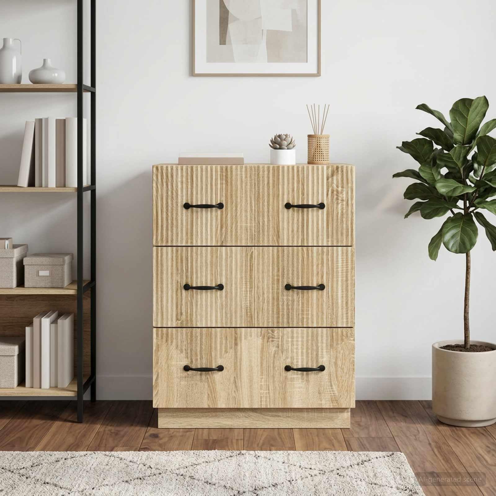 Mobile con 3 Cassetti Rovere Sonoma 66x34,5x87 cm | Cassettiera versatile in legno ingegnerizzato con 3 ampi vani, ideale per soggiorno, ufficio e corridoio.