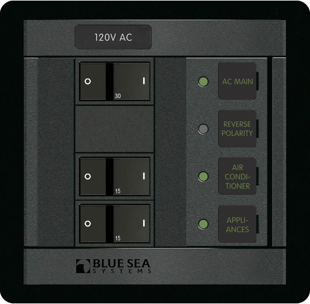 Blue Sea Systems 1214 120 Volt AC Main + 2 Positions,Black