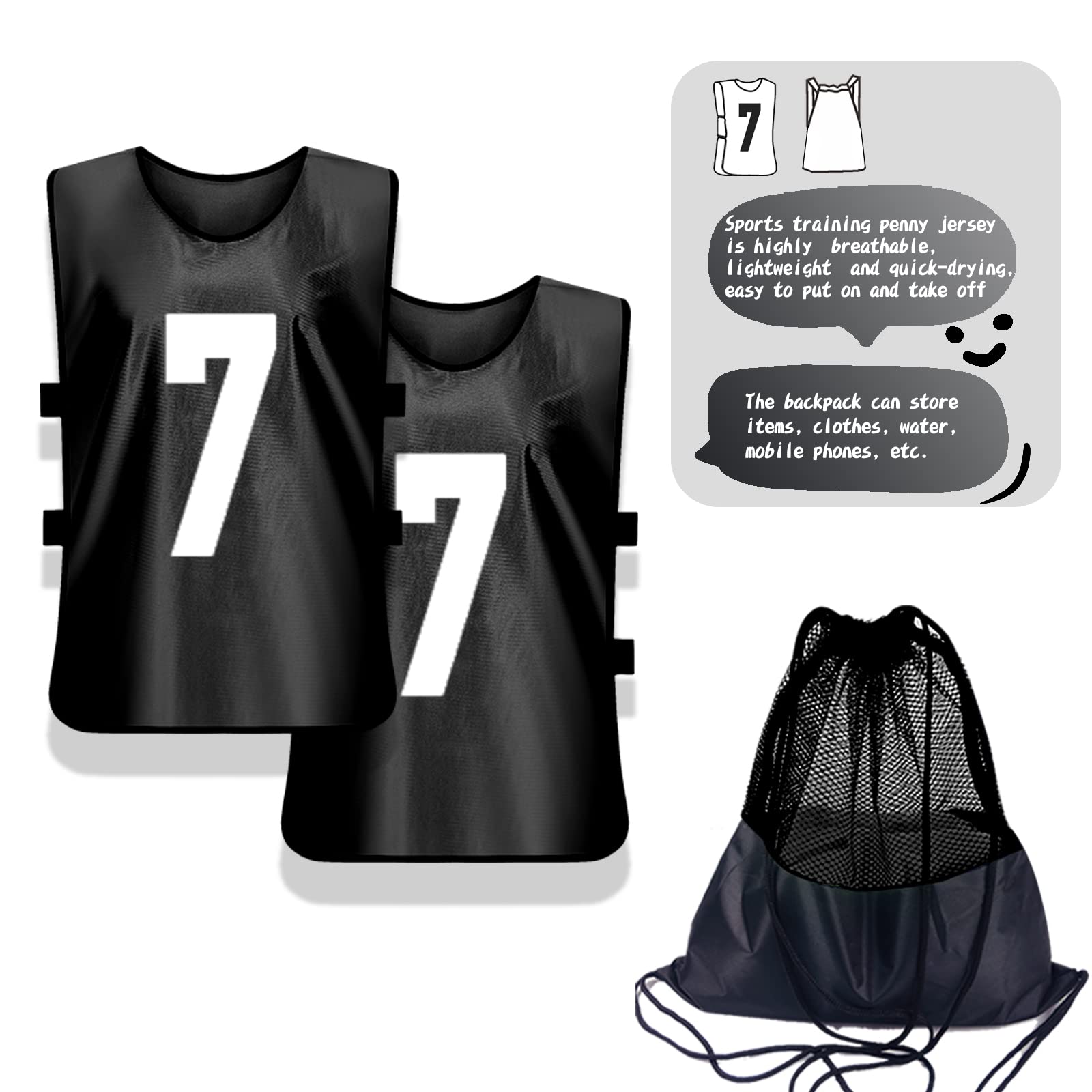 Scrimmage - Chaleco de entrenamiento (12 unidades) para deportes de equipo, camisetas para adultos y jóvenes, baberos de fútbol numerados