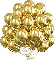 PartyWoo 50 Pack 12 Inch Gold Latex Helium Balloons - Thick Durable for Birthday Wedding Baby Shower Party Decorations Gold-G101