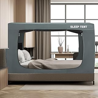 Bed Tent Twin Bed Canopy Dream Tents for Indoor Portable Blackout Tents Privacy Space Warm Breathable Sleeping Tents for Kids and Adult(Light Gray,Mattress Not Included) Reducing Light