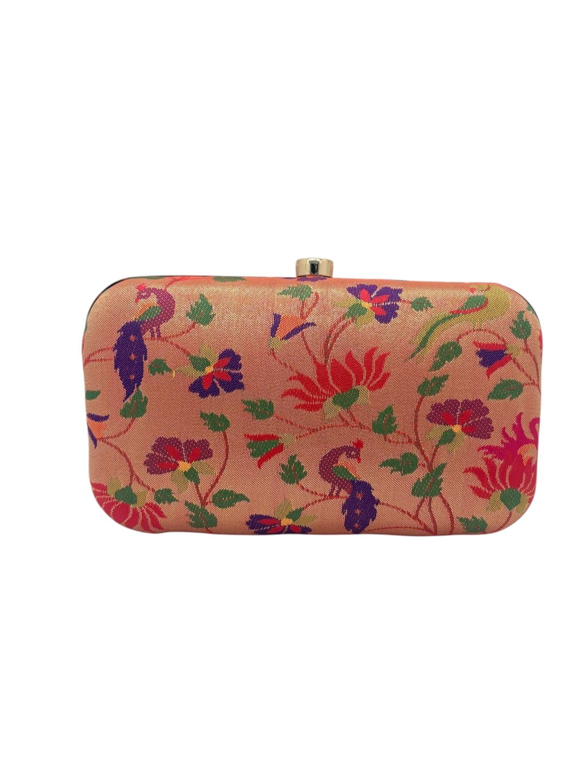 firstdemand Paithani Clutch Bag for Women – Ethnic Silk Potli Purse with Zari Work | Traditional Handcrafted Evening Party Bag | Festive Bridal Wedding Accessory | Handmade Handbag-picture-25